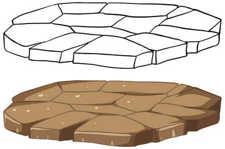 Two isolated vector platforms, one stone, one wood.のイラスト素材