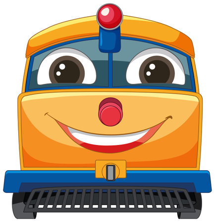 Colorful, smiling train character for childrenのイラスト素材