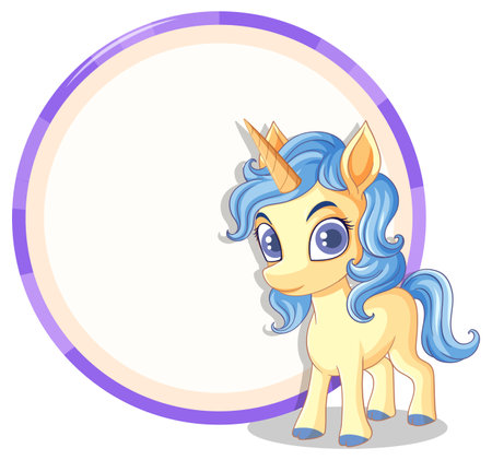 Vector graphic of a cute, smiling unicorn character.のイラスト素材