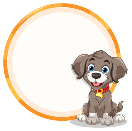 Cartoon illustration of a joyful puppy sittingのイラスト素材