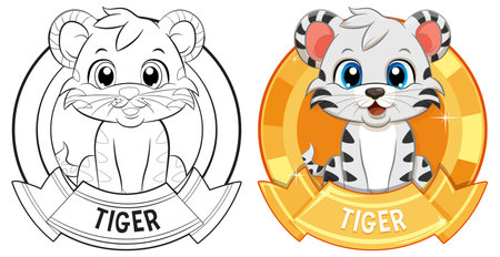Two styles of a cartoon tiger mascot design.のイラスト素材