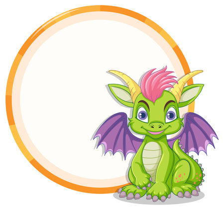 Colorful, cute dragon with a friendly smileのイラスト素材