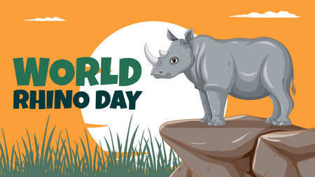 Vector illustration of a rhino for World Rhino Dayのイラスト素材