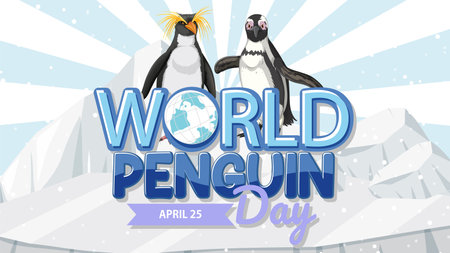 Two penguins with a globe celebrating their special day.のイラスト素材