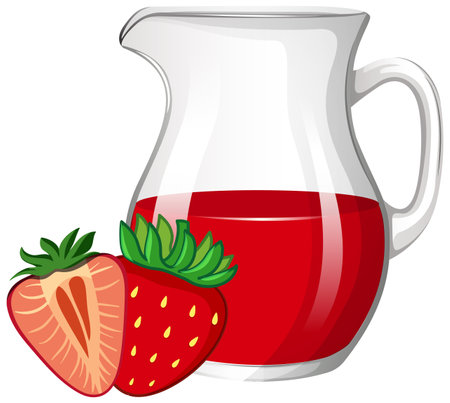 Vector illustration of red strawberry juice in a pitcherのイラスト素材