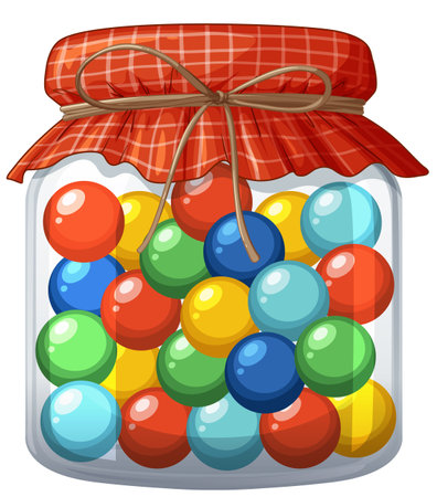 Assorted colorful candies contained in a jarのイラスト素材