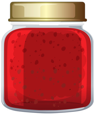A stylized jar of red berry jam illustrationのイラスト素材