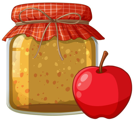 Vector image of apple jam jar and fresh appleのイラスト素材