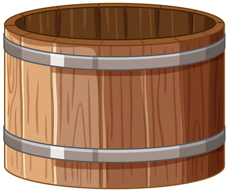 Detailed vector of a traditional wooden barrel.のイラスト素材