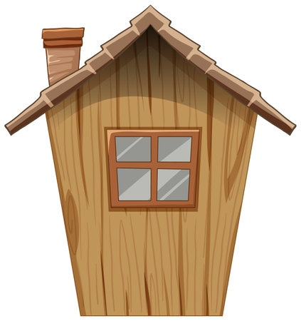 Cartoon-style wooden house with a chimney.のイラスト素材