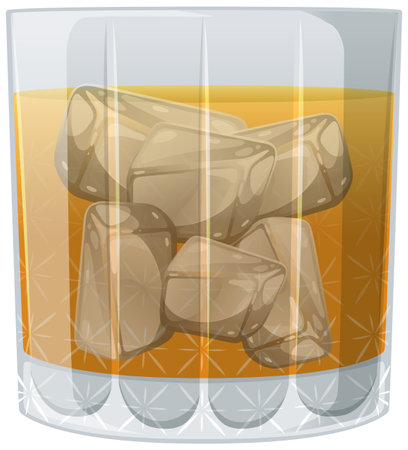 Vector of whiskey on the rocks in a glassのイラスト素材
