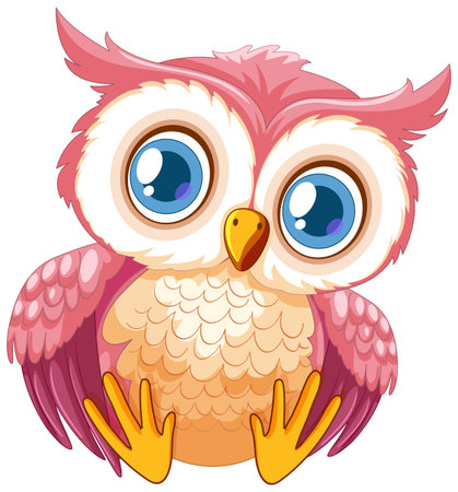 Adorable pink owl with big expressive eyesのイラスト素材