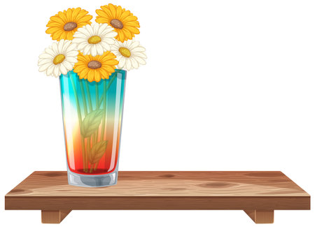 Illustration of vibrant flowers in a glass vase.のイラスト素材