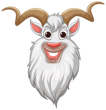 Vector graphic of a happy, smiling goat faceのイラスト素材
