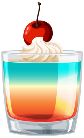 Vector illustration of a layered cocktail with whipped cream.のイラスト素材