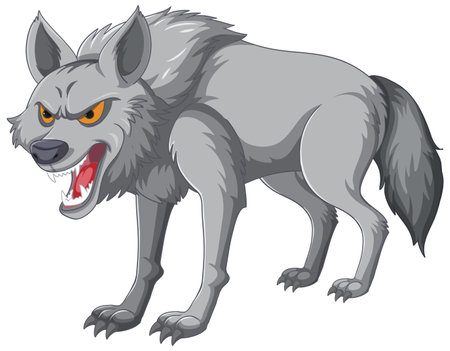 Vector graphic of an aggressive grey wolfのイラスト素材