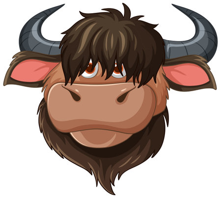 Vector graphic of a smiling cartoon bull's headのイラスト素材