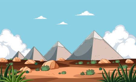 Vector illustration of a serene desert sceneのイラスト素材