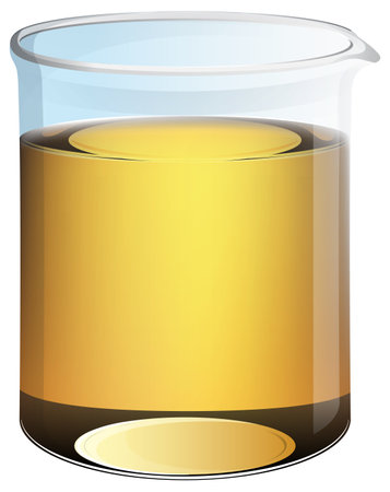 Vector illustration of a beaker with yellow fluidのイラスト素材