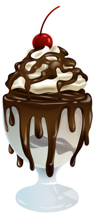 Vector illustration of a chocolate-covered ice cream sundaeのイラスト素材