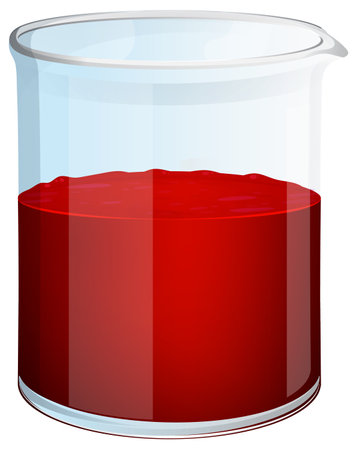 Clear container filled with vibrant red liquidのイラスト素材