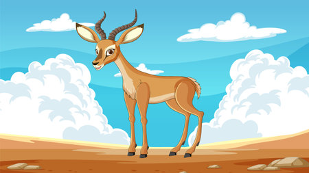 Vector illustration of a gazelle in natural habitatのイラスト素材