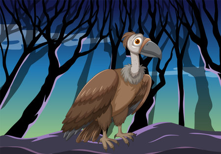 Vector illustration of a vulture at duskのイラスト素材