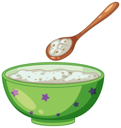 Vector graphic of cereal in a decorated bowlのイラスト素材