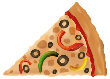 Vector illustration of a happy pizza slice.のイラスト素材