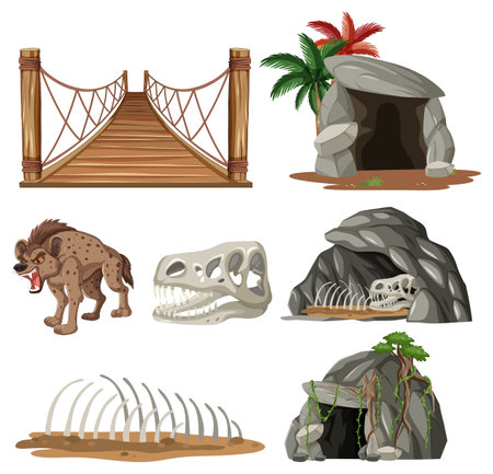 Collection of ancient creatures and habitats.のイラスト素材