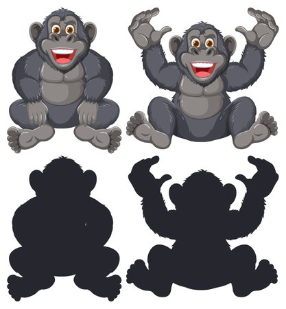 Two joyful gorillas in different posesのイラスト素材