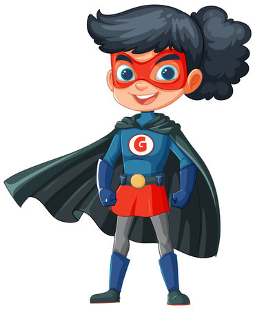Vector illustration of a young female superheroのイラスト素材