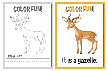Coloring and learning activity with a gazelleのイラスト素材