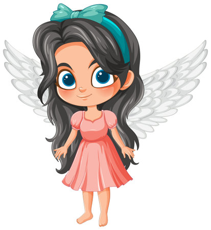 Vector illustration of a young girl with angel wingsのイラスト素材