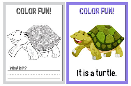 Coloring and learning activity with a turtleのイラスト素材