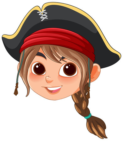 Vector illustration of a happy young pirate girlのイラスト素材