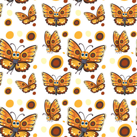 Vibrant butterflies and circles on a white backgroundのイラスト素材