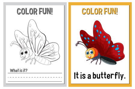 Coloring book pages with cartoon butterfly illustrationsのイラスト素材