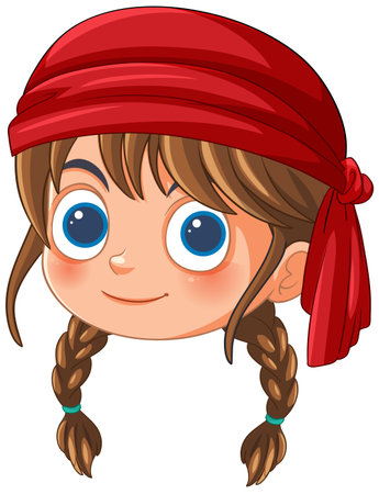 Vector illustration of a young girl with braidsのイラスト素材
