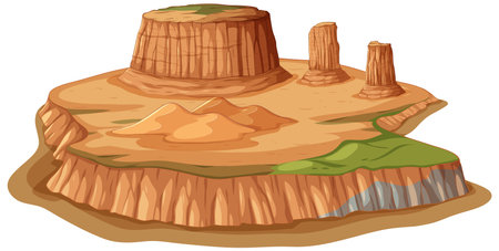 Illustration of desert landform with mesas and buttesのイラスト素材
