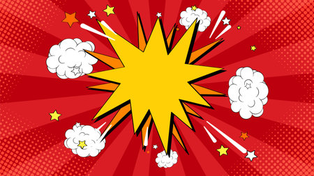 Dynamic explosion with stars and cloudsのイラスト素材