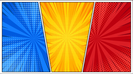 Three vibrant comic book style panelsのイラスト素材