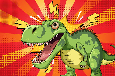 Cartoon dinosaur with comic book backgroundのイラスト素材