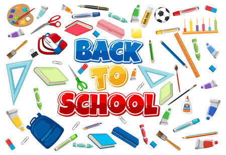 Colorful school supplies and educational toolsのイラスト素材