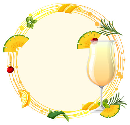 Refreshing drink surrounded by tropical fruits and herbsのイラスト素材
