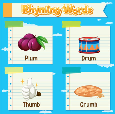 Illustration of words that rhyme with imagesのイラスト素材