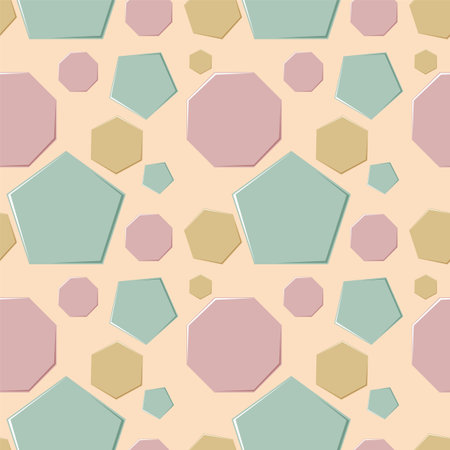 Colorful polygons on a beige background