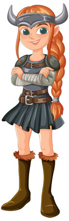 Red-haired Viking warrior with crossed armsのイラスト素材
