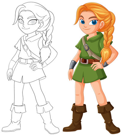 Color and outline of archer charactersのイラスト素材