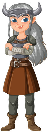 Smiling warrior in traditional Viking attireのイラスト素材